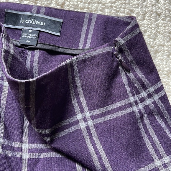 Le Chateau Purple Check Pants Size 00 - Picture 5 of 10